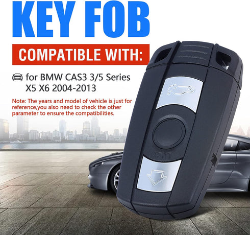 keyless Entry Remote car Key fob 3 Button Replacement PCF7952 Chip for BMW CAS3 3/5 Series X5 X6 with Comfort Access 315MHz KR55WK49127...