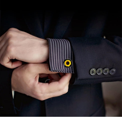 Cufflinks, Sunflower Cuff Links Sun Flower Wedding Mens Cufflinks Jewerly Gift For Men...