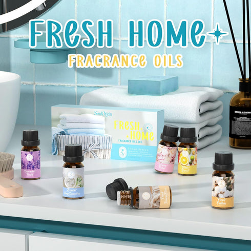 Clean Essential Oils Set, Fragrance Oil Set for Oil Diffusers with Multiple Flavors, Candle Making 6x10ml- Lavender Fields,Fresh Cotton...