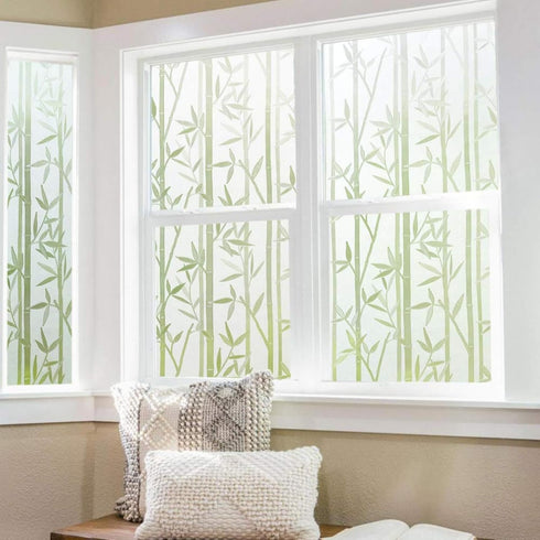Finnez Bamboo Window Film for Privacy Frosted Window Film Perfect for Bathroom Livingroom and Office (17.5" x 78.7")...