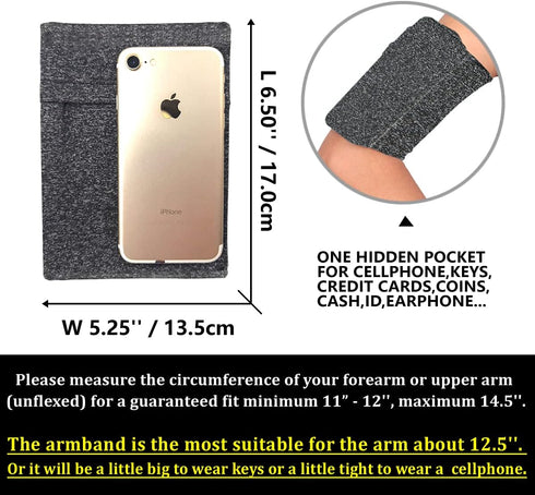 Large Armband Wristband for Cellphone Key Airpod - Sleeve Holder Pouch Case Strap Fits iPhone 6 6S 7 8 Plus X XR XS 11 12 13 14 15 Max Android Wal...