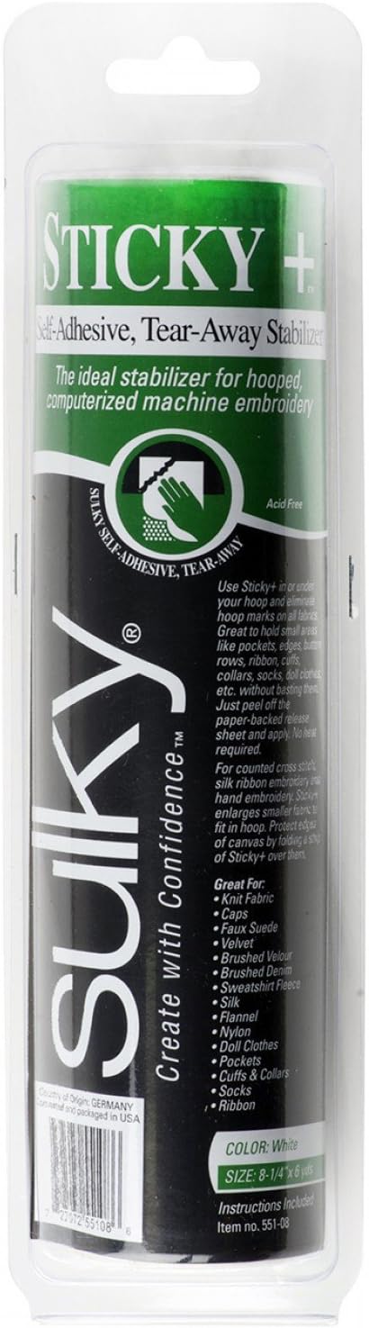 Sulky 100569 Sticky Self-Adhesive Tear-Away Stabilizer Roll, 8.25" X6yd, Clear (551-08), 1Pack...