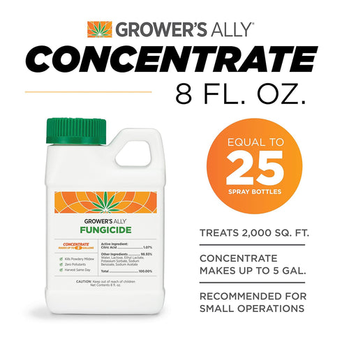 Grower's Ally Fungicide for Plants Concentrate 8 oz | Plant Fungicide Treatment Control for Powdery Mildew, Fungus and More - Trusted by Cultivato...