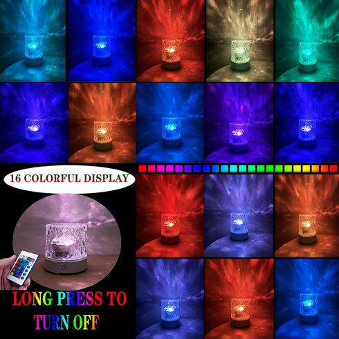 Crystal Ocean Wave Lamp, 16 Color Crystal Lamp LED Night Light with Remote for Bedroom, USB Rechargeable Bedside Lamps Romantic Lighting for Bedro...