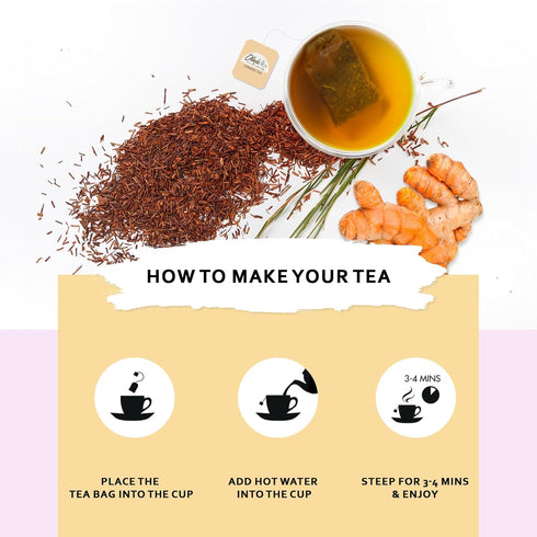 Olinda Turmeric Rooibos Tea Herbal Tea Caffeine Free Organic Pepper Tea Bags Antioxidant Rich 100% Natural Tea Brew Hot or Cold, 28 Tea Bags - Pac...