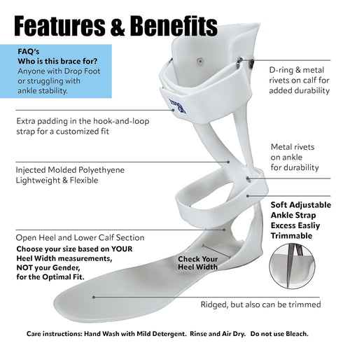 Brace On AFO Drop Foot Brace - Swedish Ultra Lock Foot Drop Brace For Walking, Lightweight, Drop Foot, AFO Brace and Foot Drop Braces, Men, Left...