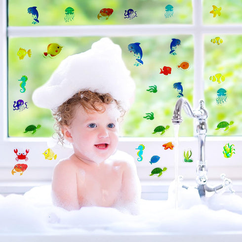 20 Pieces Sea Animals Thick Gel Clings Ocean Window Gel Clings Decals Stickers for Toddlers Kids Adults Home Airplane Classroom Nursery Sea Animal...
