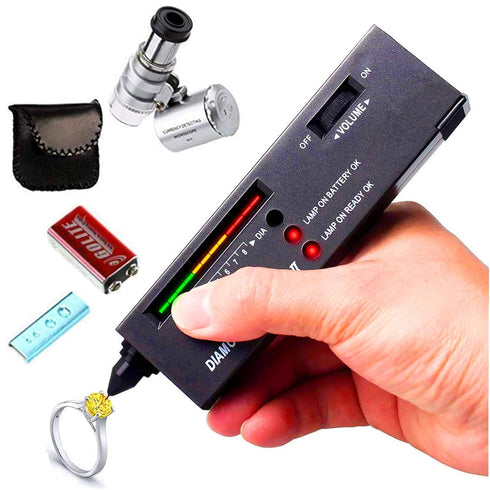 Diamond Tester?60X LED Magnifying Glasses Jeweler Tool Kit Combo?for Novice and Expert - Diamond Selector II 9V Battery Included(Diamond Tester+)...