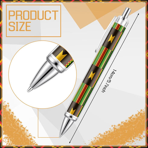 36 Pcs African Kente Print Ballpoint Pens Kente Retractable Ball Pens Juneteenth Fist Freedom Day Pens Gifts for Office Classroom Party Favors...