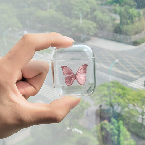JOYLAND Clear Couple Case Cover for AirPod 1&2, Butterfly Case Crystal Clear Bright Transparent Glossy Smooth Anti-dust Flexible Protective Cover ...