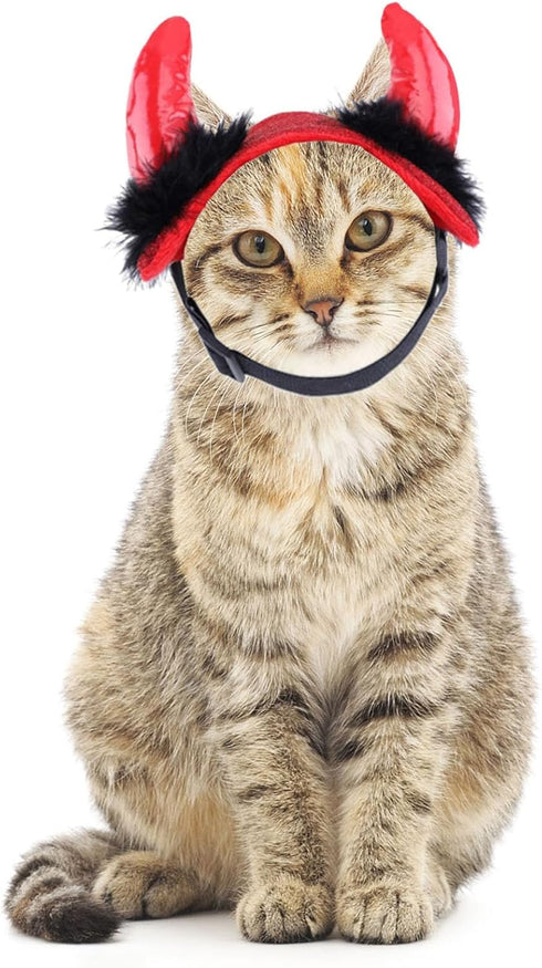Pet Halloween Headband, Adjustable Devil Horn Hat for Dogs, Cat Halloween Costume Headwear Accessories, Pet Demon Headgear Cosplay for Puppy Kitte...