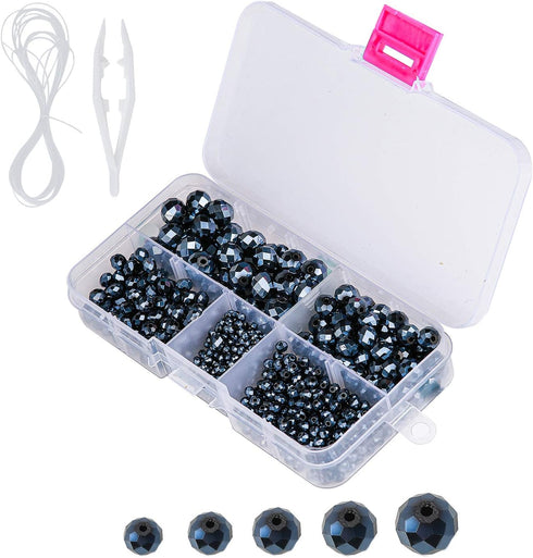 Faceted Crystal Glass Beads - Suitable for DIY, Making Bracelets, Necklaces and Other Jewelry (Black)...