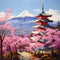 Landscape Japan Chureito Pagoda and Mt. Fuji in The Spring with Cherry Blossoms Scenery 5D Adult Diamond Art,DIY Diamond Art Painting Kit for Deco...
