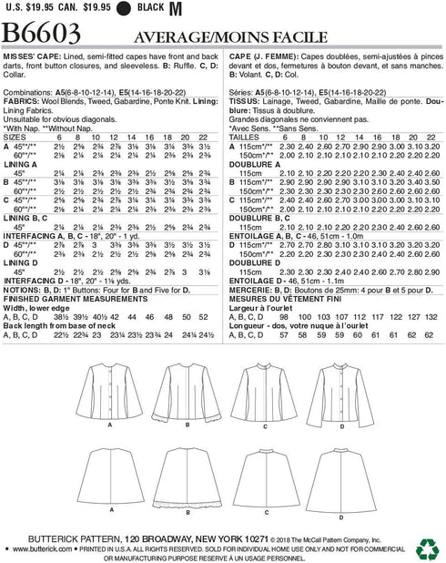 Butterick Patterns Women's Slit Sleeve Coat Sewing Patterns, 14-16-18-20-22...