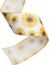 ATRBB Sunflower Wired Ribbon, Flower Sunflower Ribbon for Spring Summer Autumn Wreath, Wrapping and Home Decoration, 10 Yards by 2.5 Inches (Style...