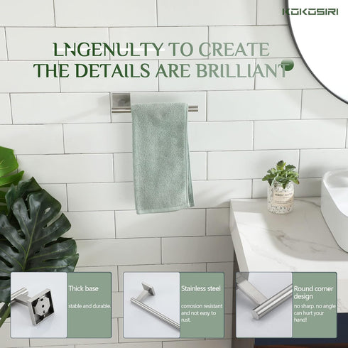 KOKOSIRI Towel Holder Brushed Nickel Bathroom Accessory Hand Towel Bars Wall Mounted Kitchen Cabinet Paper Holder Stainless Steel, B3008BR...