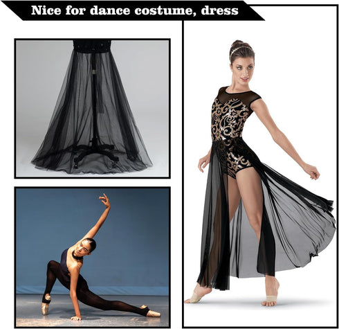 Power Mesh Fabric Superfine 4-Way Stretch Net Fabric Nylon Spandex Sheer Mesh, 1 Yards Long 60" Wide (Black)...