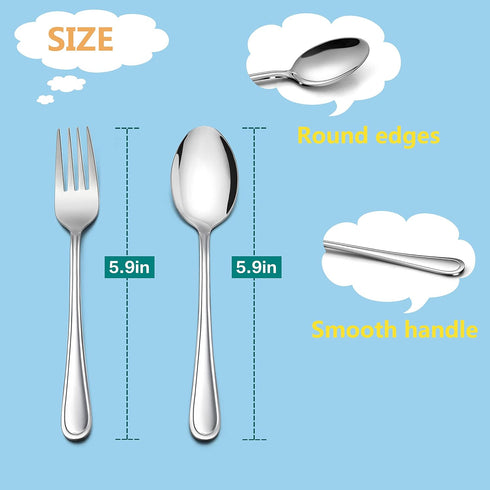 LIANYU 10-Piece Children Silverware Set, Kids Forks and Spoons Silverware Set, Stainless Steel Toddler Utensils Flatware Set, Child Cutlery Set fo...