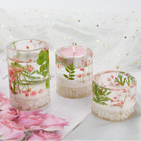 RESINWORLD 3 Size Tealight Candle Holder Mold for Epoxy Resin, Silicone Pillar Cylinder Candle Holder, Shiny Pillar Tea Light Holders for Resin Ca...