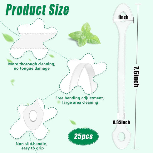 25 Count Disposable Tongue Scraper, Plastic Tongue Cleaner for Adults and Kids, Tongue Scrubber for Oral Care, Promote Fresh Breath...