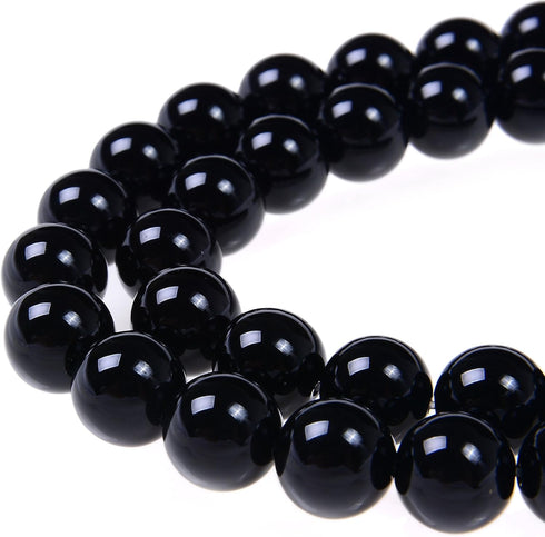 Gemstone Round Loose Beads Approxi 15.5 inch 1 Strand per Bag for Jewelry Making Findings Accessories (8mm, Black Onyx Agate)...