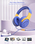 Kids Headphones Wired with Microphone for ipad Computer Laptop for Boys Girls Volume Limit Foldable Over Ear Headset for School 3.5mm Jack......