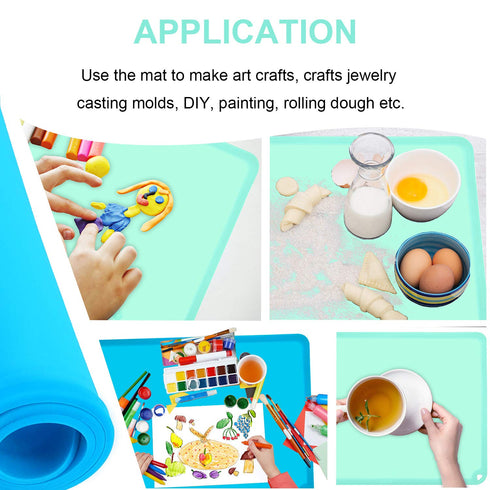 Kids Placemats, Silicone Baby Placemats for Kids Toddler Children Reusable Non-Slip Table Mats, Baby Food Mats for Restaurant, 2 Pack, Blue/Baby G...
