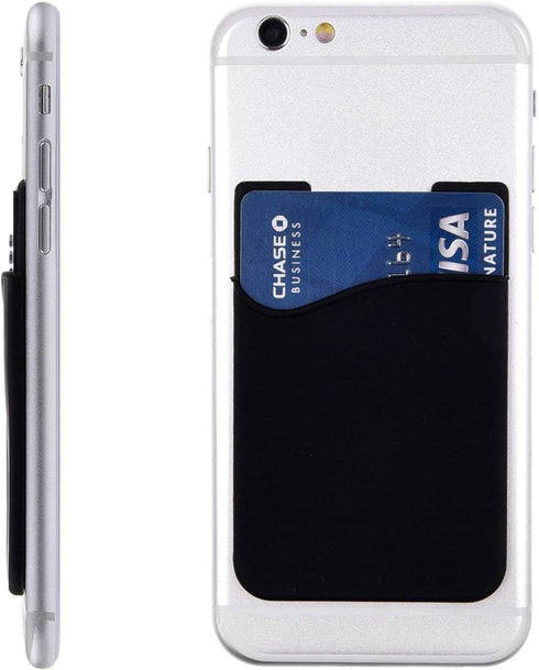 Cell Phone Card Holder for Back of Phone Case. Silicone Stick On Pocket Wallet for iPhone, Android & Other Flat Surfaces, Great for Credit Cards, ...
