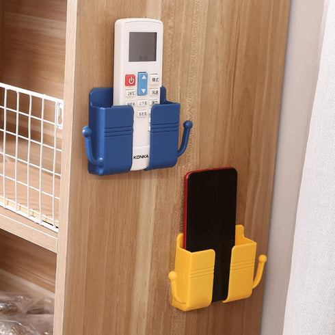 4Pcs Wall Mount Phone Holder Adhesive Wall Phone Mount Charging Stand and Remote Control Stand Multipurpose Socket Pocket Universal Deck Storage B...