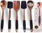 TOOKSA- Premium 5 Piece Acacia Multi-Toned Light and Dark Wooden Spoon, Turner and Spatula Utensil Set with Silicone, Rubber, Non-Slip Handles (Bl...