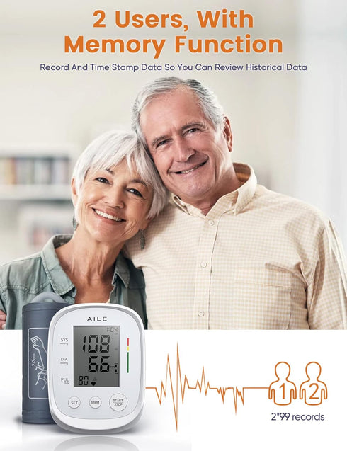 Blood Pressure Monitor,AILE blood pressure machine Upper Arm Large Cuff(8.7"-16.5"Adjustable),automatic high blood pressure cuff for home use,(BP)...