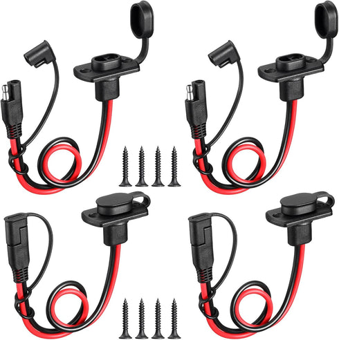 Tuanse 4 Pcs 12 AWG Power Socket Sidewall Port Compatible with SAE Quick Connect Solar Panel Weatherproof Solar Panel Cables and Connectors Batter...