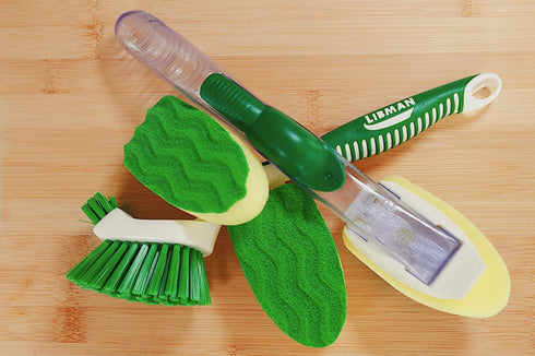 Libman All-Purpose Scrubbing Dish Wand Bundle with Big Job Kitchen Brush and Two Sponge Refills...