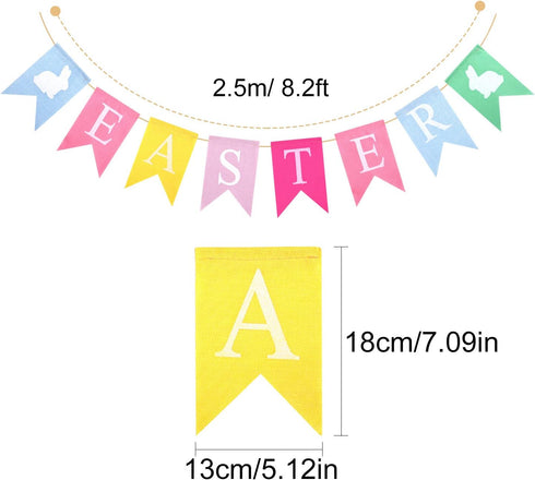 TUPARKA 2pcs Easter Banners, 'Happy Easter' Bunting Garland Decorations, Lightweight Hessian Banner, Pennant Shape, 2.5m Length, Ideal for Party, ...