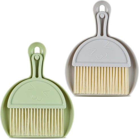 Small Broom and Dustpan Set, 2PCS Mini Dust Pan and Brush Set, Kids Broom Dustpan Brush, Handheld Dust Pan with Cleaning Brush Combo for Home, Tab...
