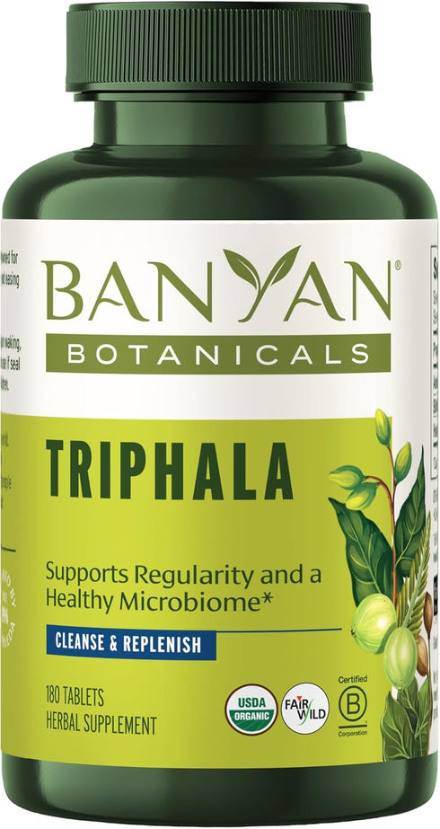 Banyan Botanicals Triphala Tablets - Organic Triphala with Amla, Haritaki & Bibhitaki – for Digestion, Elimination & Healthy Gut Microbiome* – 180...
