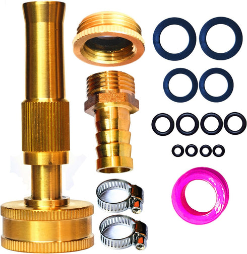 Brass Water Hose Nozzle Sprayer Heavy Duty High Pressure Flow For Garden Watering Plants Cleaning Car Washing Dog Pets...