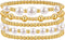 adoyi Gold Bracelets for Women Beaded Bracelet 14K Gold Plated Bracelet Stack Strand Stretch Bead Ball Bracelet Set Stackable Bracelet Adjustable ...