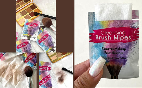 24 Individually Wrapped Makeup Brush Cleansing Cloths - Quick & Convenient Brush Cleaner Wipe- For Make up Artists Cosmetology Students Make up Tu...