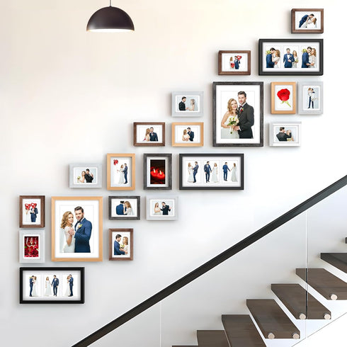 RPJC 8x14 Soild Wood 2 Opening Picture frames with High Definition Glass Display 4x6 and 5x7 with Mat or 8x14 Without Mat for Wall Mounting Hangin...