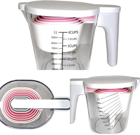 GK509W 10 pcs Nesting Stackable Measuring Cup and Measuring Spoons Set with One Scraper One Funnel Plastic Cooking Baking Kitchen Utensil BPA Free...