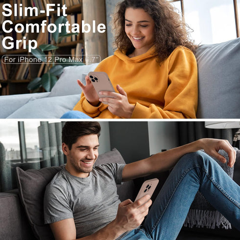 DEENAKIN Compatible with iPhone 12 Pro Case with Screen Protector,Enhance Camera Protection,Soft Silicone Gel Rubber Bumper Cover,Slim Fit Protect...