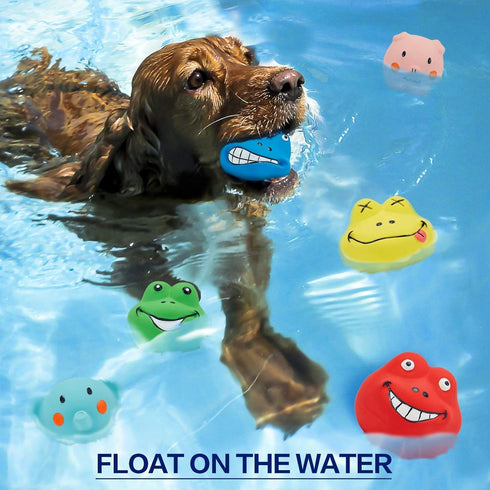 Squeaky Dog Toys Durable Soft Latex Rubber Teething Chewing Interactive Fetch Play Squeak Puppy Toys with Funny Face for Puppy Small Medium Dog 6p...