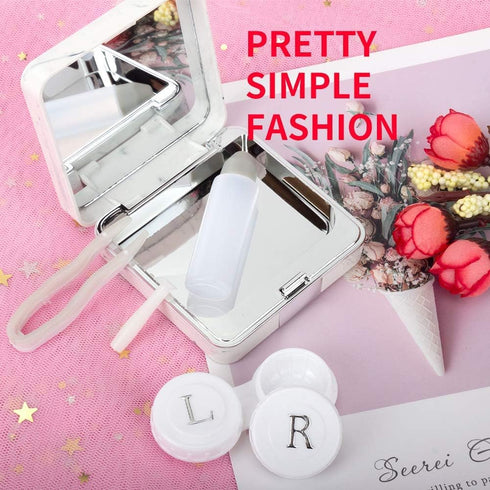 Contact Lens Case, Marble Contact Cases Travel with Remover Tool, Mirror, Tweezers, Contact Solution Bottle, Contact Lens Container Kit for Women ...