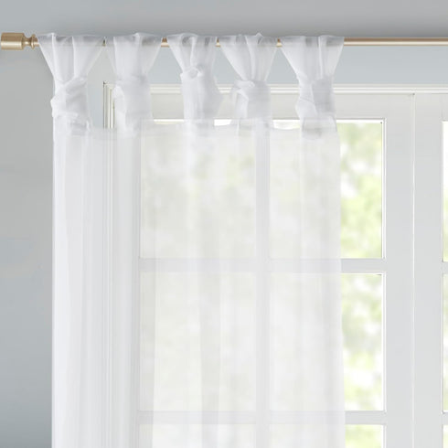 Madison Park Ceres DIY Twisted Tab Sheer Curtain, Pair Panels, Lightweight Window Treatment, Voile Privacy, Light Filtering Drape for Bedroom and ...