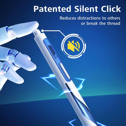 WRITECH Retractable Gel Ink Pens: Low Center of Gravity 0.7mm Medium Point Pen Multicolor with Refills No Smear Silent Click Black Blue Red 3ct Up...