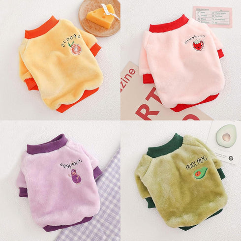 Puppy Dog Clothes Winter Sweater Warm, Flannel Velvet Pet Cat Cute Fruit Fleece Teddy Bichon Pomeranian Small Dog, Ideal Gift for Pet on Christmas...