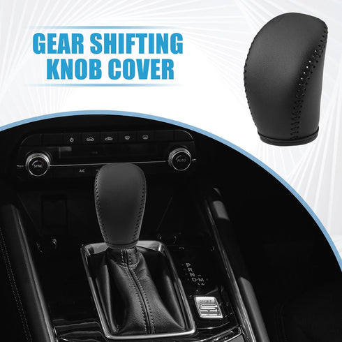 Gear Shift Head Knob Cover Transmission Lever Trim for Infiniti Q50 2018 2019 2020 2021 2022 2023 2024 Faux Leather Black...