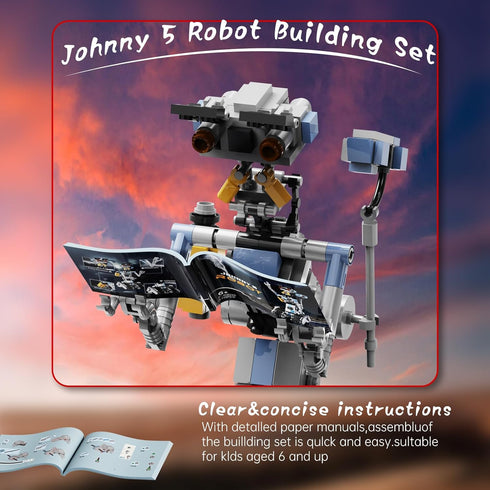 370 Pieces Johnny 5 Robot Building Set, Short Open Circuit Johnny Five Robot Model Toys, Compatible for Lego, Educational Gift Set for Ages 8-14 B...