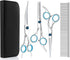 Professional Dog Grooming Scissors Set with Safety Round Tip 4CR Stainless Steel Pet Grooming Shears for Cats & Dogs (Blue)...